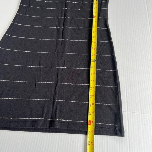 Express Black Pencil Tank Dress Silver Sequin Striped Lightweight Stretch Size S - Picture 5 of 6